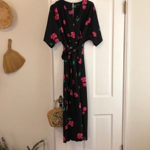 Wide leg kimono sleeve jumpsuit